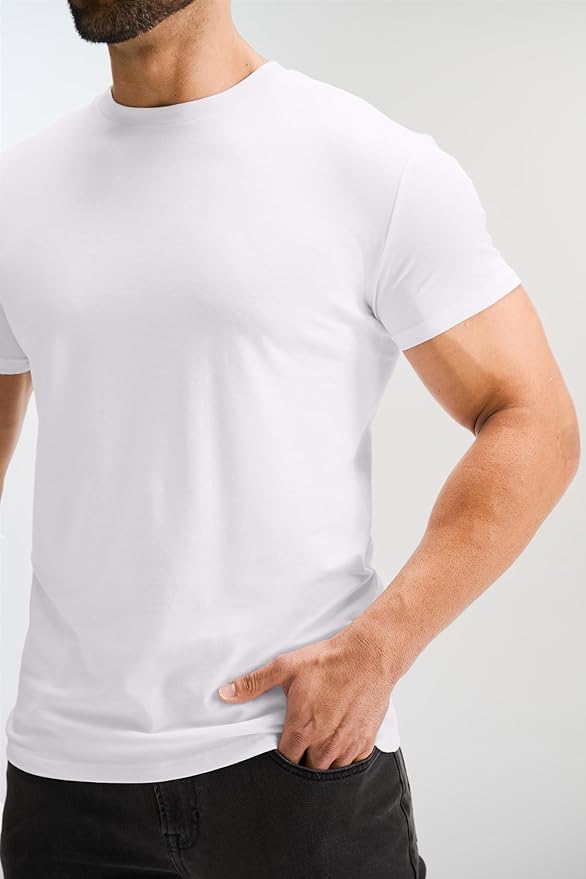 GYM REVOLUTION Men's 5 Pack Workout Gym Hipster Curved Hem Muscle Fitness Hip Hop T Shirts