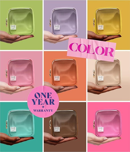 Embla Clear Cosmetic Bag Makeup Case, Clear Zipper Make Up Pouch and Toiletry Travel Tote, Cute Skincare Pouches for Women Girls, Preppy Purse Cosmetic Organizer, Mini Makeup Bags, Fuchsia