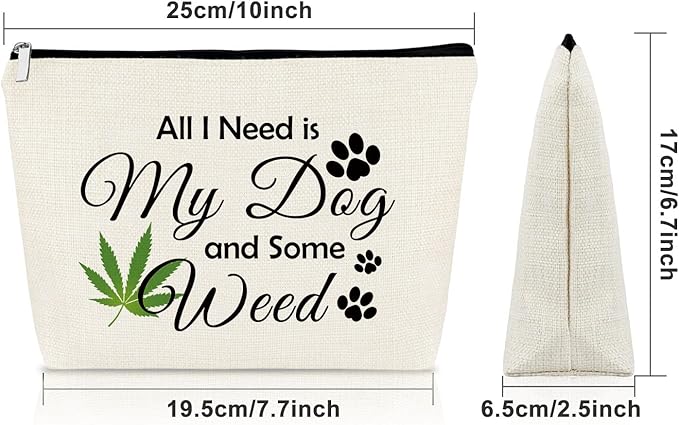 Sazuwu Dog Lover Gifts for Women Weed Makeup Bag Friendship Gifts for Friend Female Cosmetic Bag Animal Lovers Dog Mom Birthday Gifts Christmas Travel Pouch