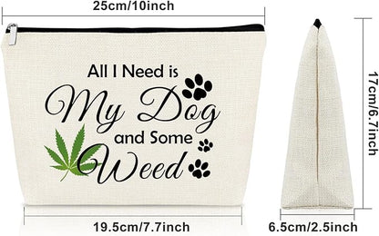 Sazuwu Dog Lover Gifts for Women Weed Makeup Bag Friendship Gifts for Friend Female Cosmetic Bag Animal Lovers Dog Mom Birthday Gifts Christmas Travel Pouch