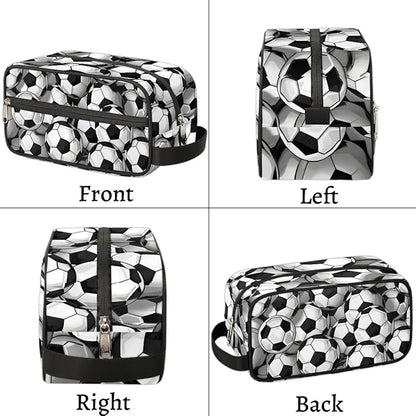 Soccer Travel Cosmetic Bag for Boy Men,Hanging Toiletry Bag,Waterproof Makeup Bag,Approved Hygiene Bag Shave Dopp Kit Organizer for Toiletries Shower Bathroom Carry-on Accessories Gifts