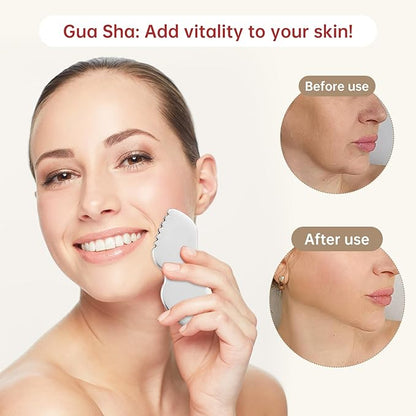 Stainless Steel Gua Sha Set Face Massager Metal Gua Sha Facial Tools Body Lymphatic Drainage Massager Guasha Sculpting Tool Skin Care Gifts for Women