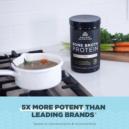 Ancient Nutrition Bone Broth Protein Powder, Pure Flavor, 20g Protein per Serving, Supports Healthy Skin, Gut Health, Joint Supplement, Gluten Free, Paleo and Keto Friendly, 40 Servings