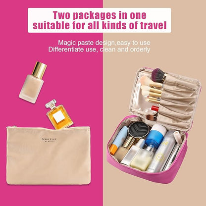 Travel Makeup Bag Cosmetic Bag Makeup Bag Toiletry bag for women and men (Rosy)