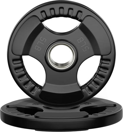 Rubber Weight Plates 2-Inch 5LB-2pcs/10LB-1pcs Barbell Plates Grip