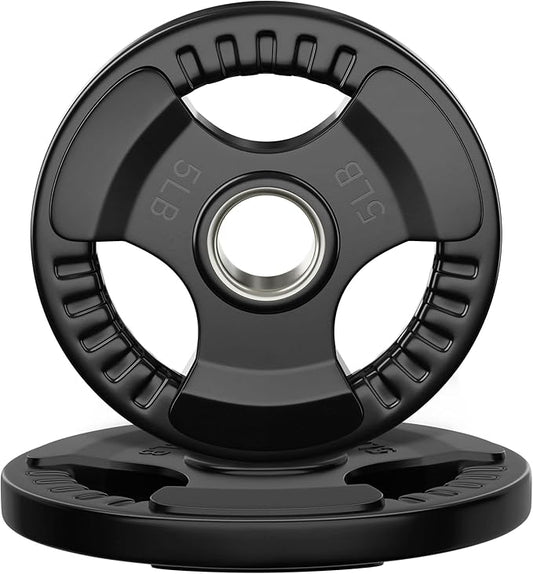 Rubber Weight Plates 2-Inch 5LB-2pcs/10LB-1pcs Barbell Plates Grip