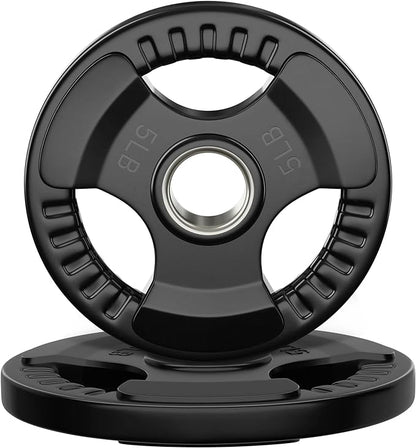Rubber Weight Plates 2-Inch 5LB-2pcs/10LB-1pcs Barbell Plates Grip