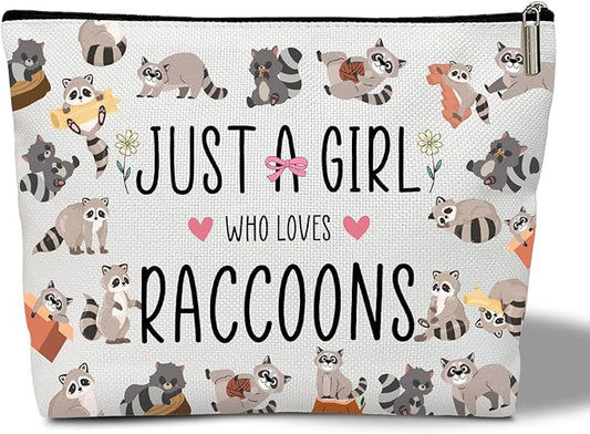 Raccoon Makeup Bag - Just A Girl Who Love Raccoons, Raccoon Lover Gifts Birthday Gifts for Sister Friends Breeder Animal Lover, Cosmetic Bag Skincare Bag Toiletry Bag Pouch Travel Accessories -19