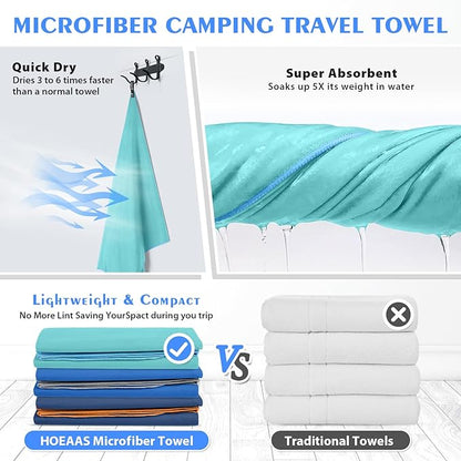HOEAAS 2 Pack Microfiber Camping Towels