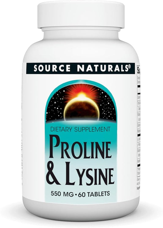 Source Naturals L-Proline & L-Lysine, 550mg - 60 Tablets