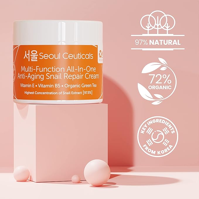 SeoulCeuticals Korean Skin Care Set - Contains Snail Cream Moisturizer + Korean Jelly Mask - This Potent Korean Skincare Set Provides Healthy, Youthful & Glowing Skin