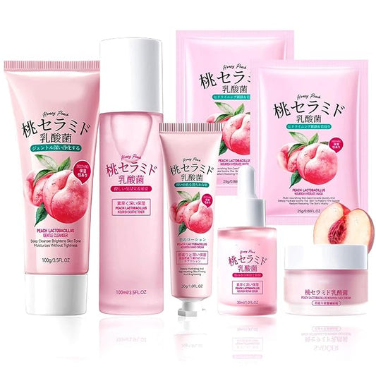 Peach Skincare Set, Peach Skin Care For Teens 10-12, Face Skin Care Set, Anti-Aging Skin Care Routine Kit For Women, Hydrating Girls Skin Care For Kids Age 8-12, Vegan & Organic
