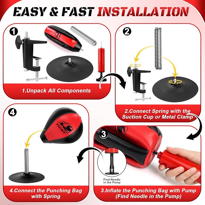 Desktop Punching Bag, Stress Relief Boxing Bag Speed Balls, Desk Punching Bag Stress Buster-Super Suctions to Your Desk, Christmas Thanksgiving White Elephant Gifts for Boss or Coworker