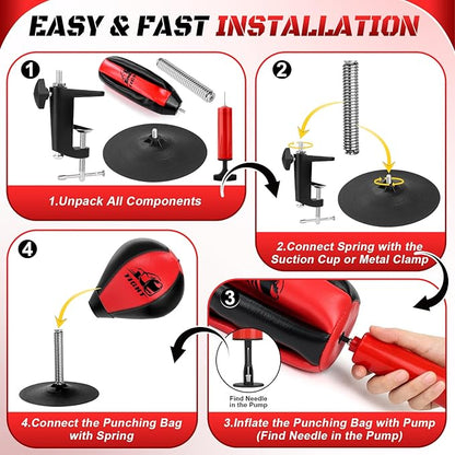 Desktop Punching Bag, Stress Relief Boxing Bag Speed Balls, Desk Punching Bag Stress Buster-Super Suctions to Your Desk, Christmas Thanksgiving White Elephant Gifts for Boss or Coworker