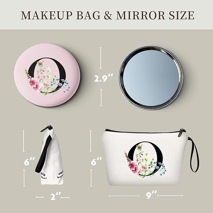 SEAMOON Women Birthday Unique Maid of Honor Friendship Gifts for Women Sister Bridesmaid Bride Personalized Travel Makeup Cosmetic Bag with Mirror Valentines Mothers Day Christmas Graduation O