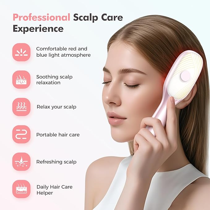 Rechargeable 3-in-1 Scalp Massager Nano Mist Hair Oil Applicator Brush with Cooling Vibration & Hydrating Design | Effortless Detangling, Soothing Relaxation for All Hair Types