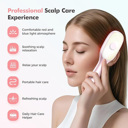 Rechargeable 3-in-1 Scalp Massager Nano Mist Hair Oil Applicator Brush with Cooling Vibration & Hydrating Design | Effortless Detangling, Soothing Relaxation for All Hair Types