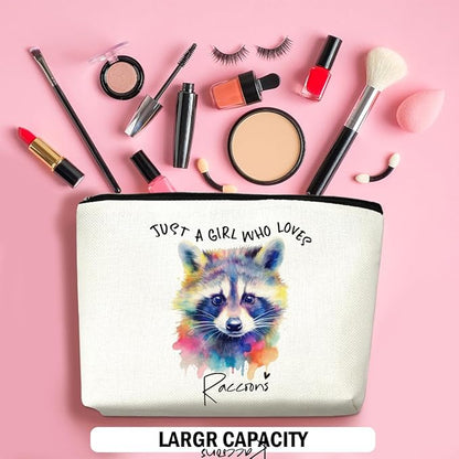 Raccoon Gifts Makeup Bag, Raccoon Lovers Cosmetic Bag Travel Organizer Bags Makeup Pouch, Christmas Birthday Animal Lovers Gifts for Horse Lovers Women Girls Friends
