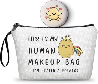 Potato Funny Birthday Gifts Ideas for Friend Girl Teen Women Sister Daughter Makeup Bag with Mirror Unique Christmas
