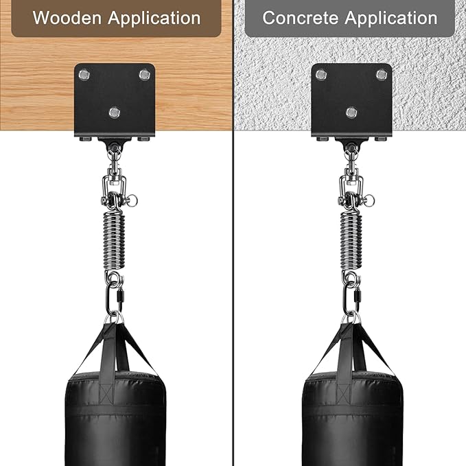 Punching Bag Hanger with Spring Beam Hanger Bracket with Stainless Steel Chain Punching Bag Hanging kit Boxing Bag Beam Mount 360° Swivel Hook for Hanging Heavy Bag, Muay Thai