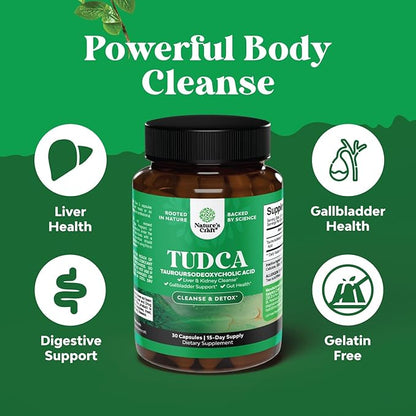 Advanced Bile Salt TUDCA Supplement - Extra Strength TUDCA 500mg per Serving Bile Salts for Gallbladder Kidney and Liver Support - High Purity Tauro Ursodeoxycholic Acid Liver and Gallbladder Cleanse