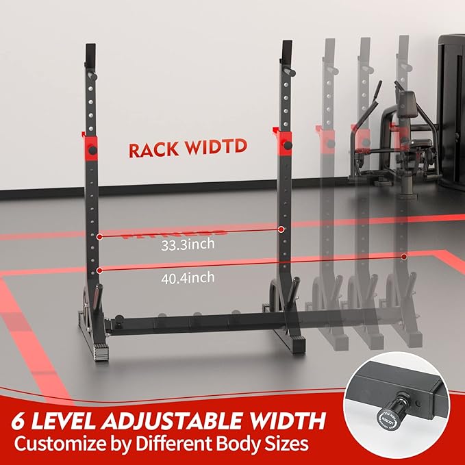 Squat Rack, Barbell Rack, Bench Press 550 LBS Max Load Adjustable Squat Rack Stand Multi-Function Weight Lifting Home Gym - Great for Beginners and Professional Use