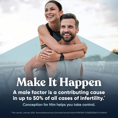 Conception For Him – Fertility Supplements for Men, Male Fertility Support & Prenatal – Optimal Sperm Count, Motility Strength – Ashwagandha, Folate Folic Acid, Magnesium, Zinc – 120 Veg Soft Capsules