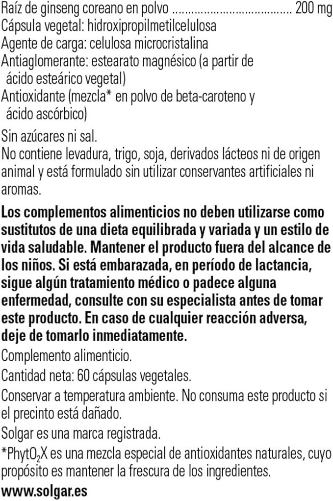 Solgar Korean Ginseng Root Extract, 60 Vegetable Capsules - Immune Support - Standardized, Full Potency (SFP) - Non-GMO, Vegan, Gluten Free, Dairy Free, Kosher - 60 Servings