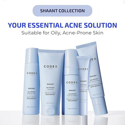 Codex Labs Shaant Skin De-Stress Supplement Acne Spot Treatment - Hormone Supporting - for Acne-Prone Skin, All Skin Types - with Turmeric, Milk Thistle, Folic Acid - Plant-Based, Vegan (5.9 oz)