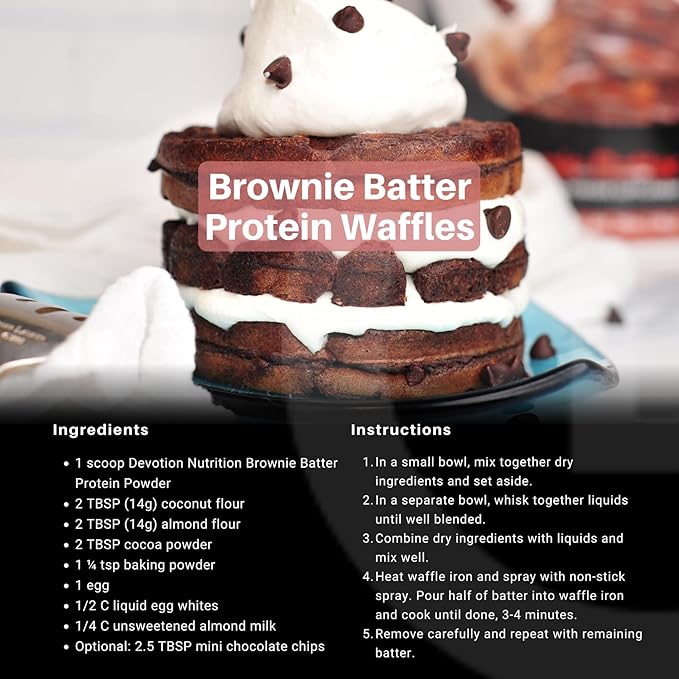 Devotion Nutrition Protein Powder Blend | Gluten Free, Keto Friendly, No Added Sugars | 1g MCT | 20g Whey & Micellar Protein | 2lb Tub (Brownie Batter)