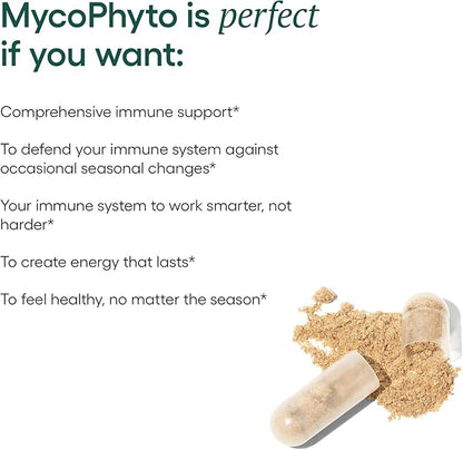EcoNugenics MycoPhyto Complex: Mushroom Supplement for Intensive Immune Support – 60 Capsules – Includes Turkey Tail, Reishi, Cordyceps, Maitake & More – Energy, Gut Health & Nootropic Brain Support
