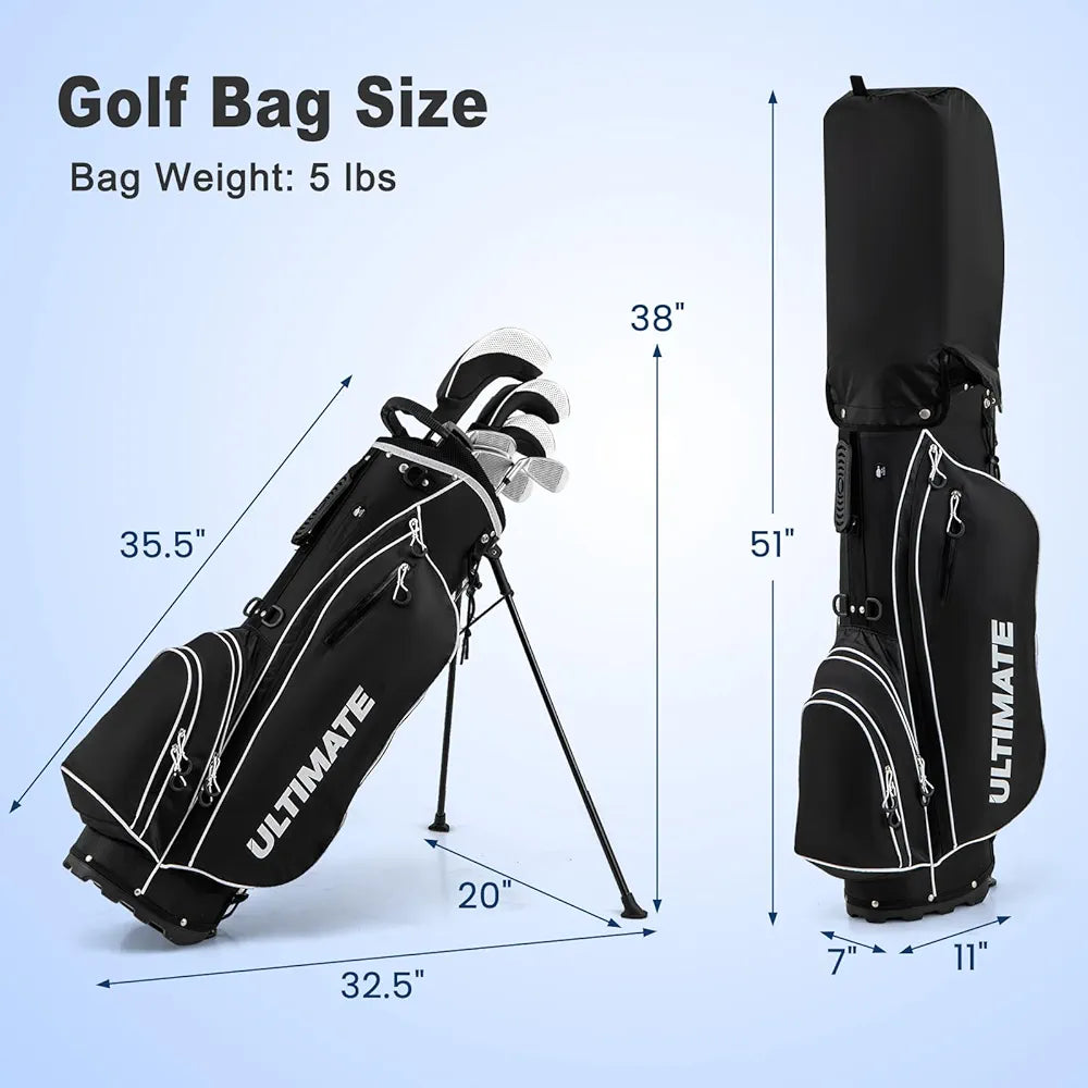 Tangkula 9/10 Pieces Men's Complete Golf Clubs Set Right Hand, Includes 460cc Alloy #1 Driver & #3 Fairway Wood & #4 Hybrid & #6/#7/#8/#9/#P Irons & Putter, Golf Club Set