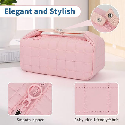 Makeup Bag Travel Cosmetic Bag for Women Girls, Zipper Make Up Pouch, Water-resistant Toiletry Bag, Portable Small Makeup Bag, Cosmetic Travel Tool Pouch, Pink