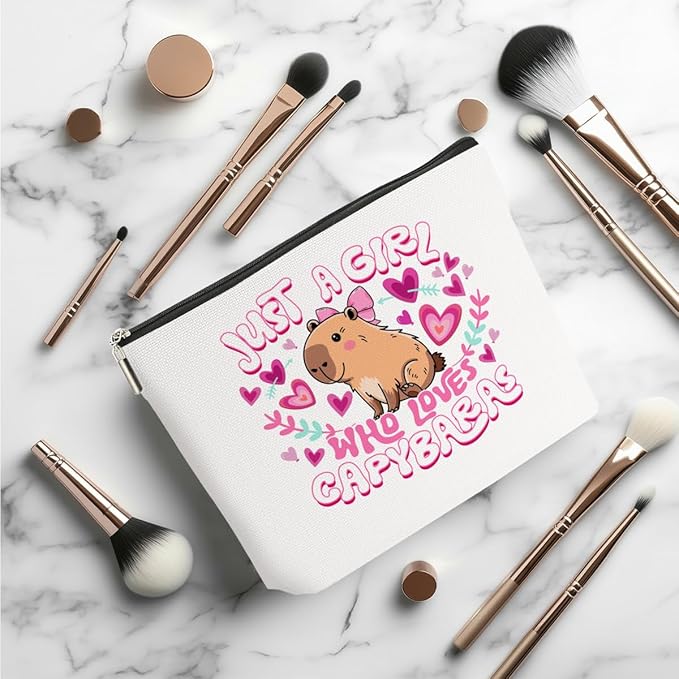 Funny Capybara Makeup Bag, Capybara Gifts for Women, Capybara Lovers Cosmetic Bag Travel Organizer Bags Makeup Pouch, Capybara Stuff Animal Lovers Gifts for Girls Niece Christmas birthday Gifts