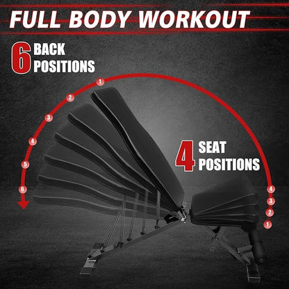 Adjustable & Foldable Weight Bench Press 600LBS Strength