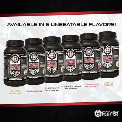 Driven Pro Fusion 7 Meal Replacement Powder - Men & Women, 3 lbs - 24g Protein Per Serving, Digestive Enzymes & MCT Oil - Gluten-Free - On-The-Go Energy & Supports Muscle Mass - Strawberry Milkshake