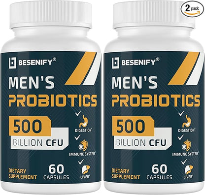 Probiotics for Men, 500 Billion CFUs & 12 Strains, Probiotics for Digestive Health, Men's Probiotic with Turmeric, Cranberry, Goji, for Overall Digestive, Immune Health, Gut & Bloating, 60-Days Supply