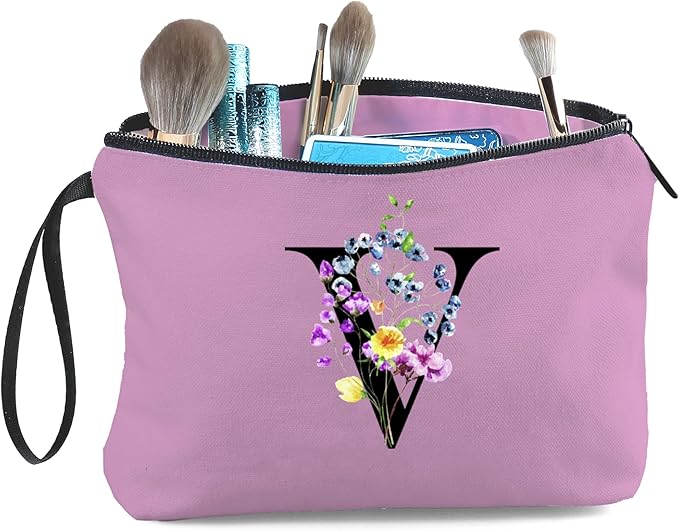 SEAMOON Maid of Honor Friendship Birthday Gifts for Women Her Aunt Sister Bridesmaid Coworkers Bride Personalized Makeup Cosmetic bag with Mirror Mothers Day Christmas Graduation V