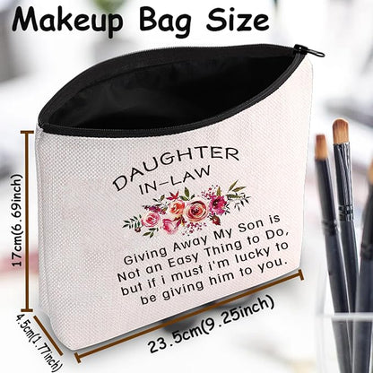 TSOTMO Daughter in Law Gift Wedding Gift Cosmetic Bag Bride Bridal Gift Giving Away My Son is Not an Easy Thing to Do,but if i must i'm lucky to be giving him to you Makeup Bag (My Son)