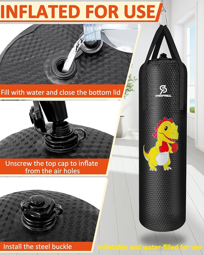 Kids Water Punching Bag - 30kg/66lbs Water-Filled Sandbag, High-Bounce PVC Anti-Leak Design, Durable Training Bag for Karate Taekwondo MMA (Green)