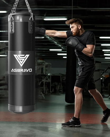 Punching Bag for Adults, 4ft Oxford Heavy Boxing Bag Set 12OZ Gloves for MMA Muay Thai Kickboxing Training Home Gym, Martial Art (Unfilled)