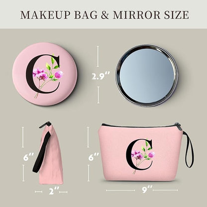 SEAMOON Birthday Thank You Appreciation Monogrammed Gifts for Mom Aunt Teacher Sister Friend Coworkers Bride Bridesmaid Makeup Cosmetic Bag with Mirror Mothers Day Christmas Graduation C