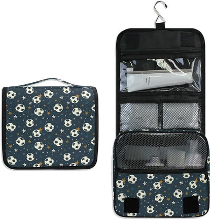 senya Hanging Travel Toiletry Bag Kit Boys Makeup Case Cosmetics Organizer for Men Women (-326- Football)