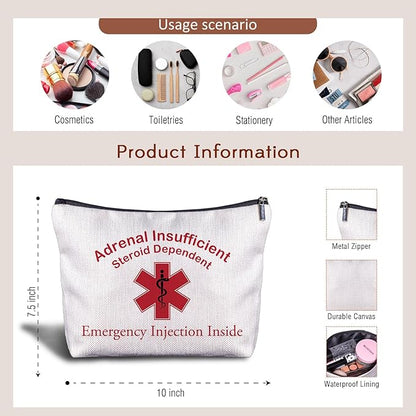Nurse Doctor Cosmetic Bag - Medical Gifts for Women, Small Adrenal Insufficiency Makeup Bag, Emergency Injection Bag for Travel (3)