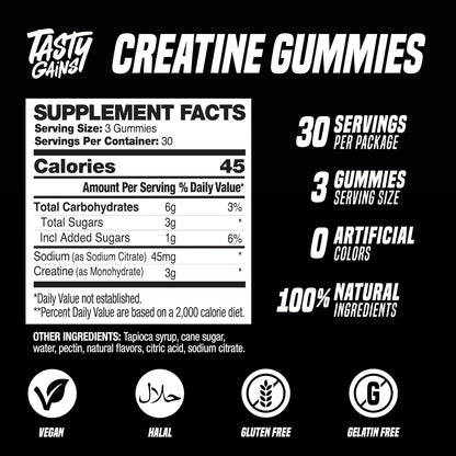 Creatine Gummies - 90g of Creatine Monohydrate - Workout Supplements - Build Muscle & Boost Strength for Men & Women - Made in USA - Non GMO - Vegan Friendly (Large, Pineapple Mango)