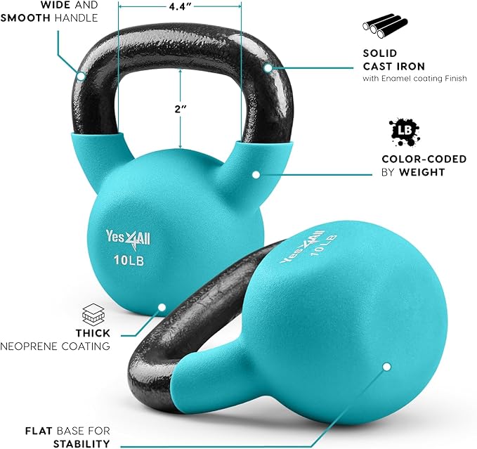 Yes4All Neoprene Coated/Adjustable Kettlebell & Kettlebell Sets -