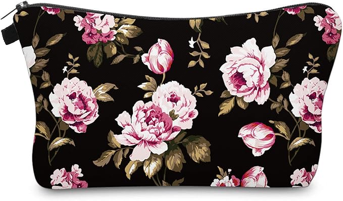 Cute Travel Makeup Bag Cosmetic Bag Small Pouch Gift for Women (Flowers)