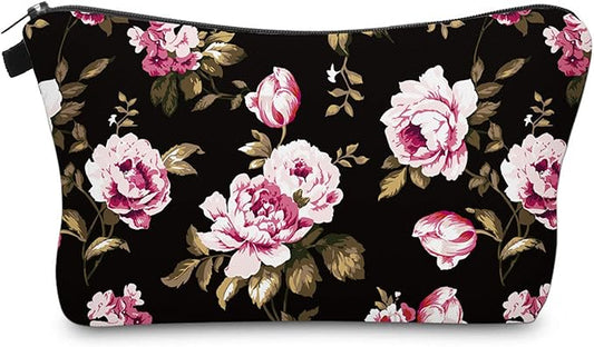 Cute Travel Makeup Bag Cosmetic Bag Small Pouch Gift for Women (Flowers)