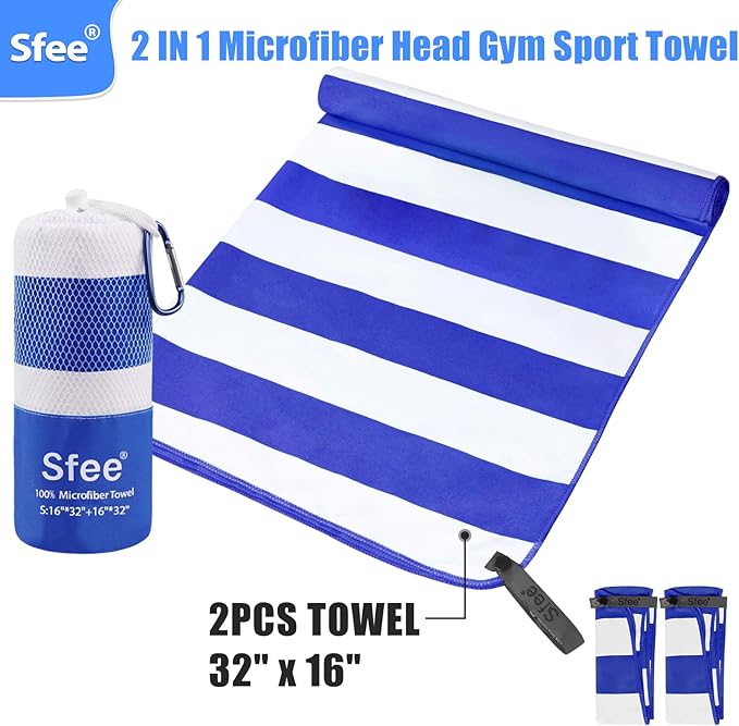 Sfee 2 in 1 Microfiber Travel Towel 32''x16'')