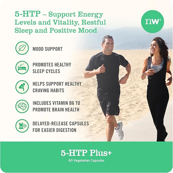 NatureWise 5-HTP 200mg, Vegan 5 HTP Plus Supplement from Griffonia Seeds with Cofactor Vitamin B6 - Mood Support Supplement & Natural Sleep Aid for Adults - Delayed-Release - 30 Count[1-Month Supply]